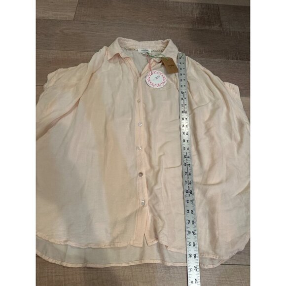 Light Peach Umgee Womens Sleeveless Button-Up Blouse Rayon Fabric Size S - Picture 2 of 6